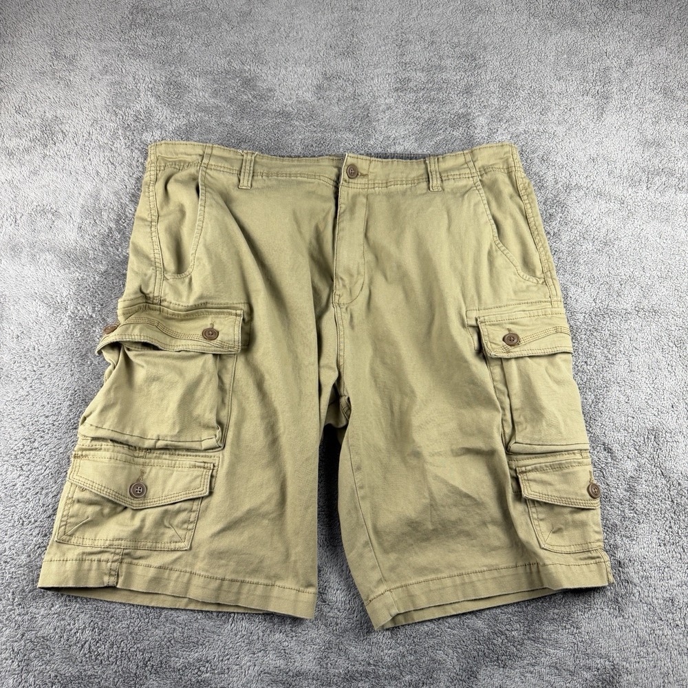 Iron Co. Cargo Shorts Mens 40 Tan Khaki Button Pockets Casual‎